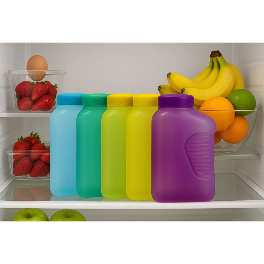 kit 2 Garrafa Geladeira 2L Coloridas Plástico Cozinha Água Domestico Verão Coloridas