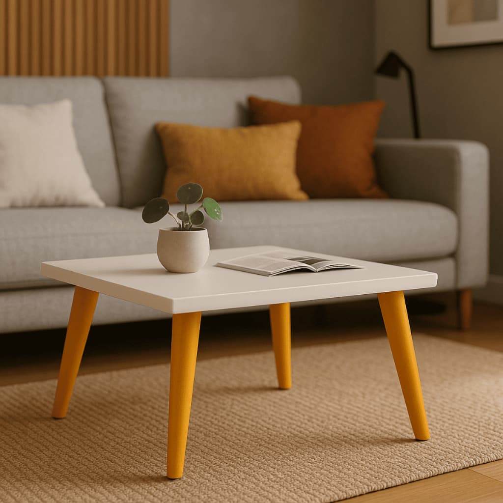 Mesa De Centro Retangular Com Pés Palito PVC Retro Decoração Sala De Estar Modernic