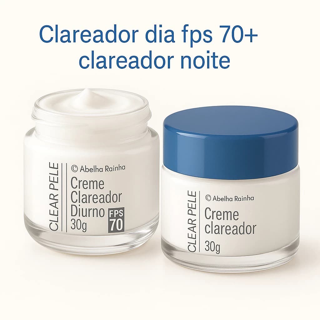 Kit Clareador Facial Dia com FPS 70 + Facial Noturno Anti Melasma Clear Pele Abelha Rainha