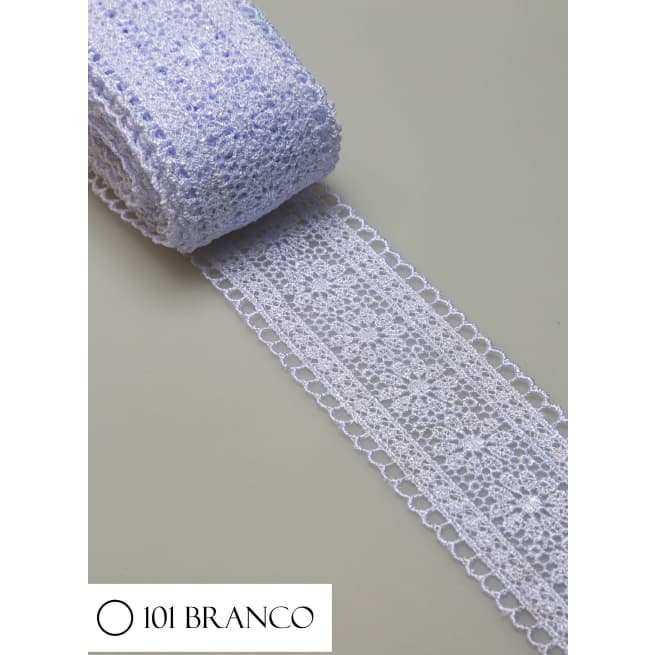 Renda Guipir CHL-419 Entremeio 4.0 Cm - Rolo C/13.7 Metros Cor:Branco