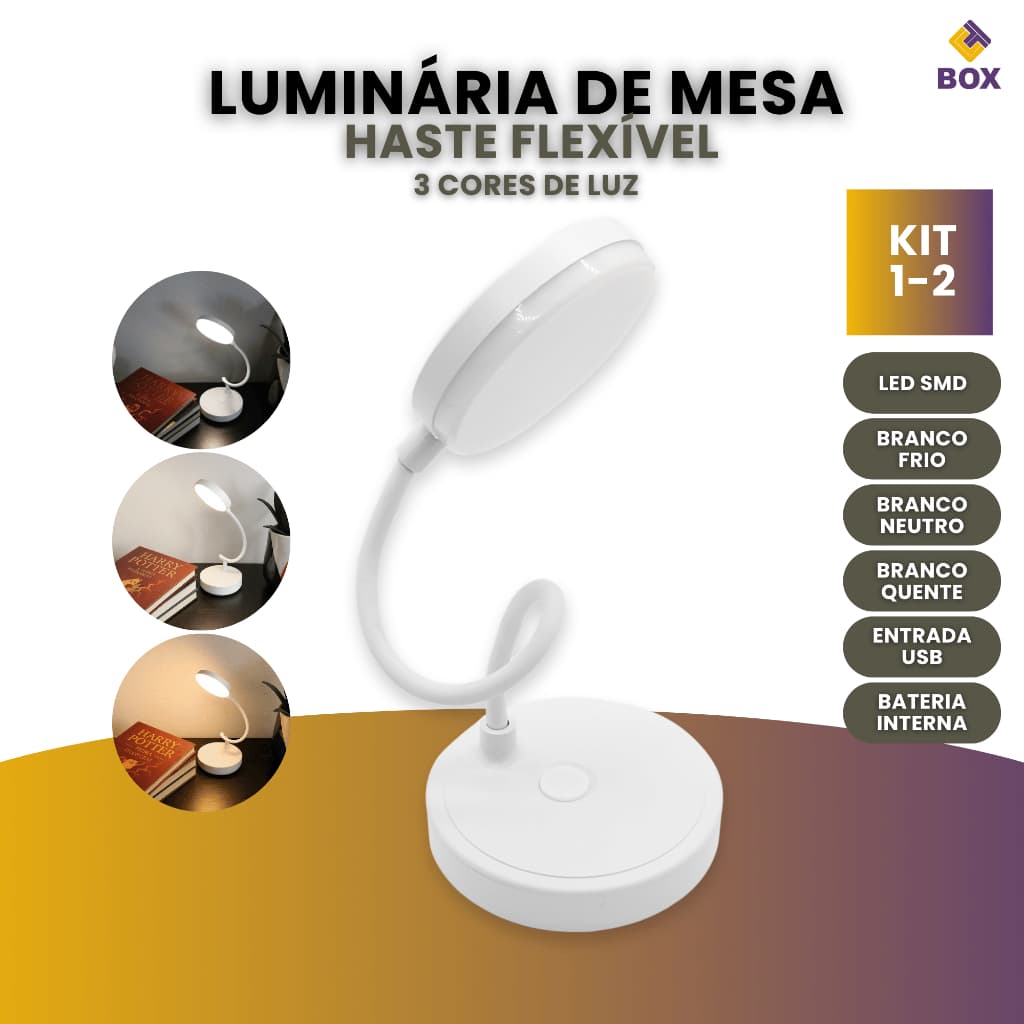 Luminária Leds de Mesa Touch Compacta Leitura Estudo LM1101