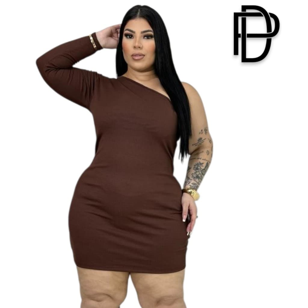 DRAPA PLUS - VESTIDO CAROL  TUBINHO 1 MANGA PLUS SIZE