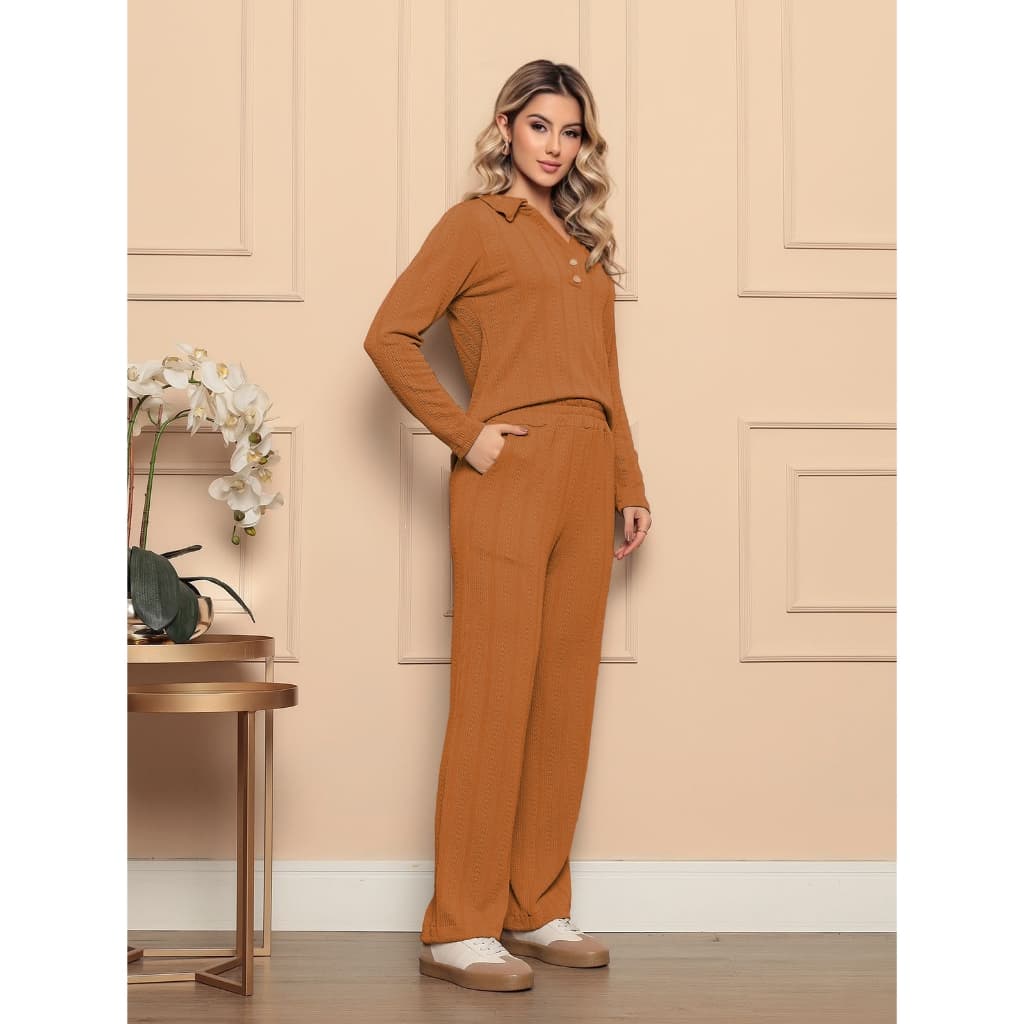 Conjunto Blusa Polo e Calça Tricot