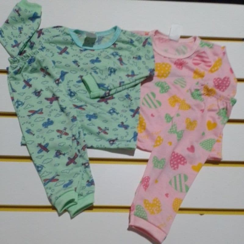 Pijama para bebê menino e menina em poliéster tamanho P.M.G