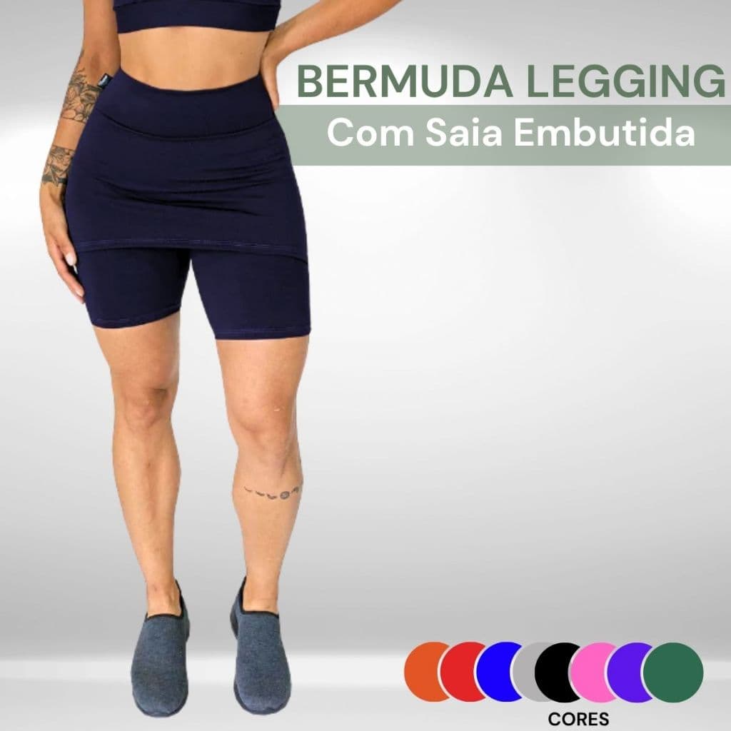 Bermuda Fitness ZERO TRANSPARÊNCIA Tapa Bumbum Com Saia Embutida Feminino Conforto Crossfit Short