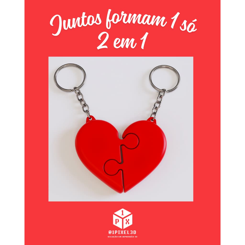 [O MAIS BARATO+ENVIO RÁPIDO!] Chaveiro Quebra-Cabeça - Puzzle - Juntos e Separados - 3D