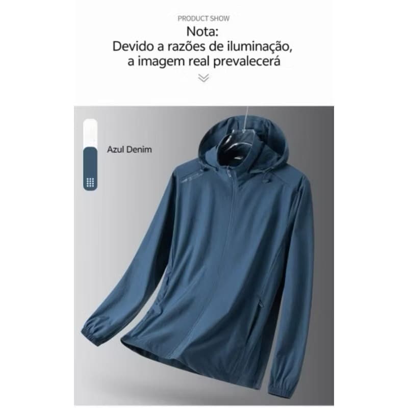 Jaqueta Masculina slim fit Corta-Vento Unisexo  Fina Proteção Solar De Seda Gelada