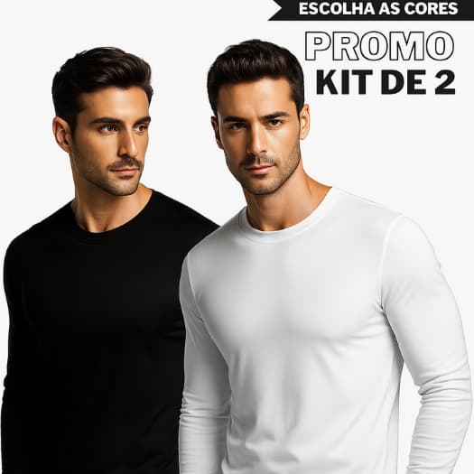 Kit 2 Blusas Térmicas Uv 50 Segunda Pele Manga Longa Unissex Praia Moto Pesca Casual Ciclista