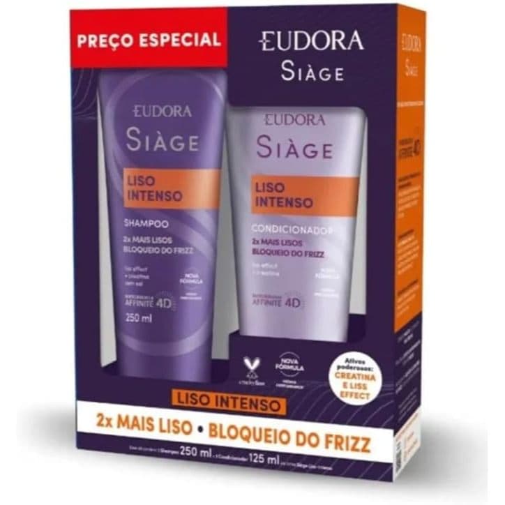 Eudora Kit Siage Liso Intenso: Shampoo 250ml + Condicionador 125ml