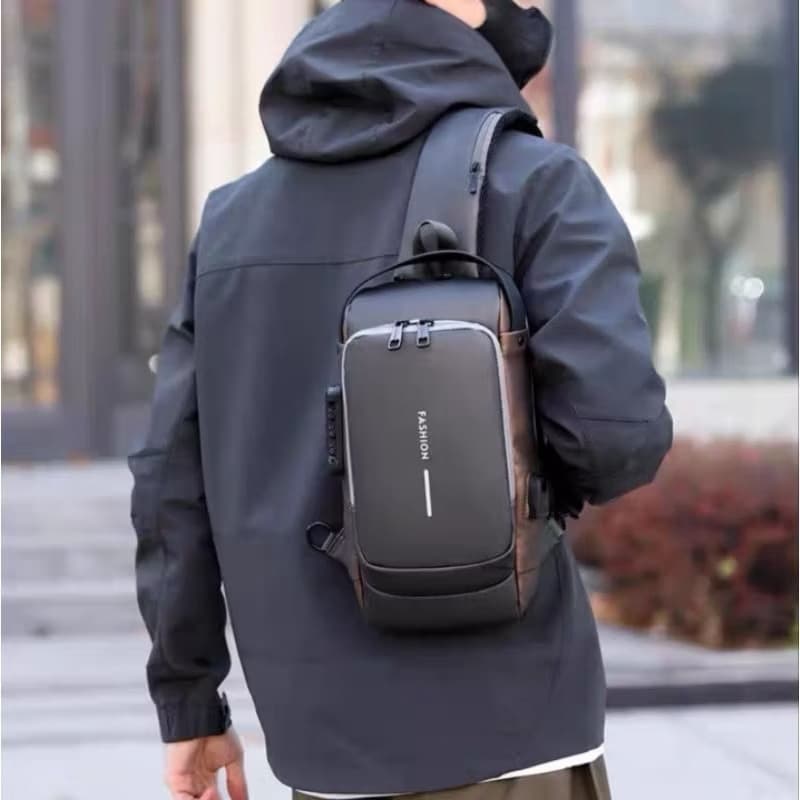 Bolsa mensageiro de viagem de lazer, bolsa de ombro antifurto com trava de senha multifuncional à prova d'água