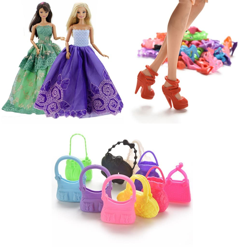 Kit De Roupas E Acessórios para Bonecas Sapatos Baby Doll Pijama Vestidos de Princesa / Festa - Sheilinha Confecção