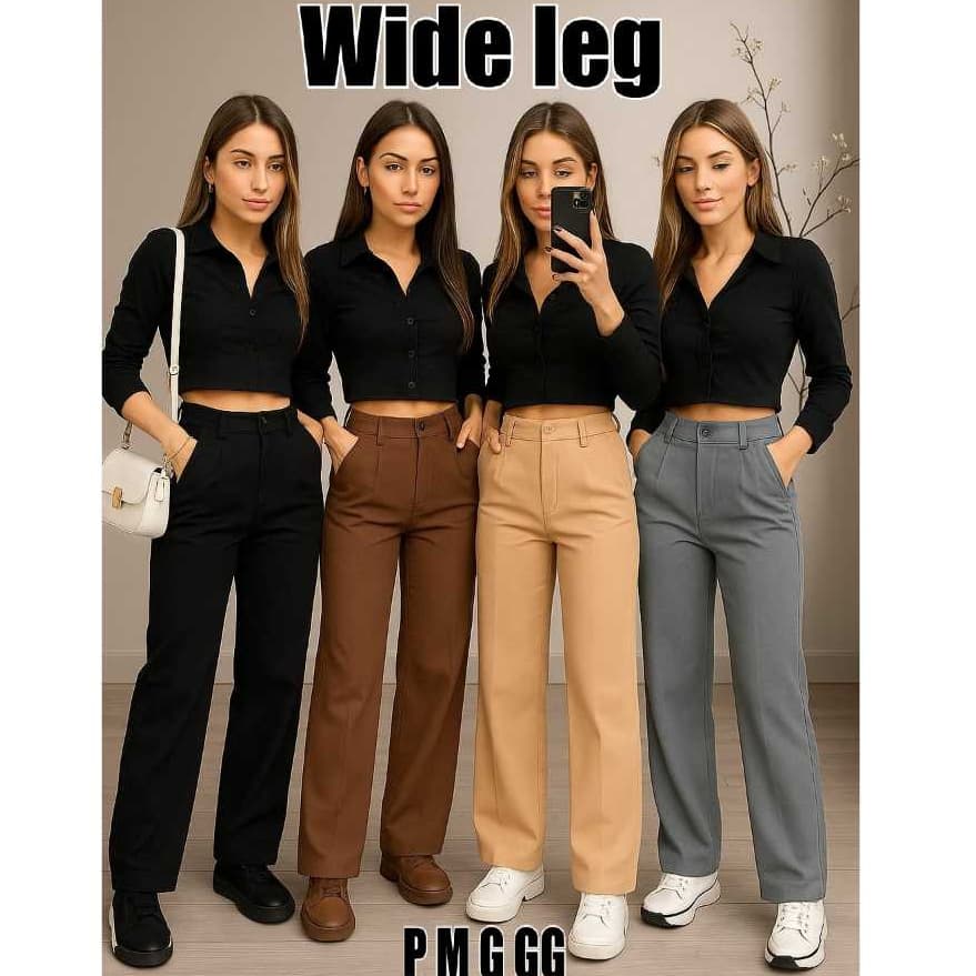 calça pantalona alfaiataria wide leg social tendência elegante P M G GG cintura alta