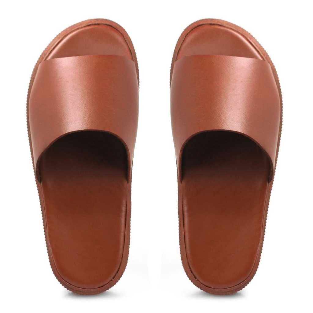 Sandália Slide Feminina Chinelo Nuvem Confortável Moderno Caramelo