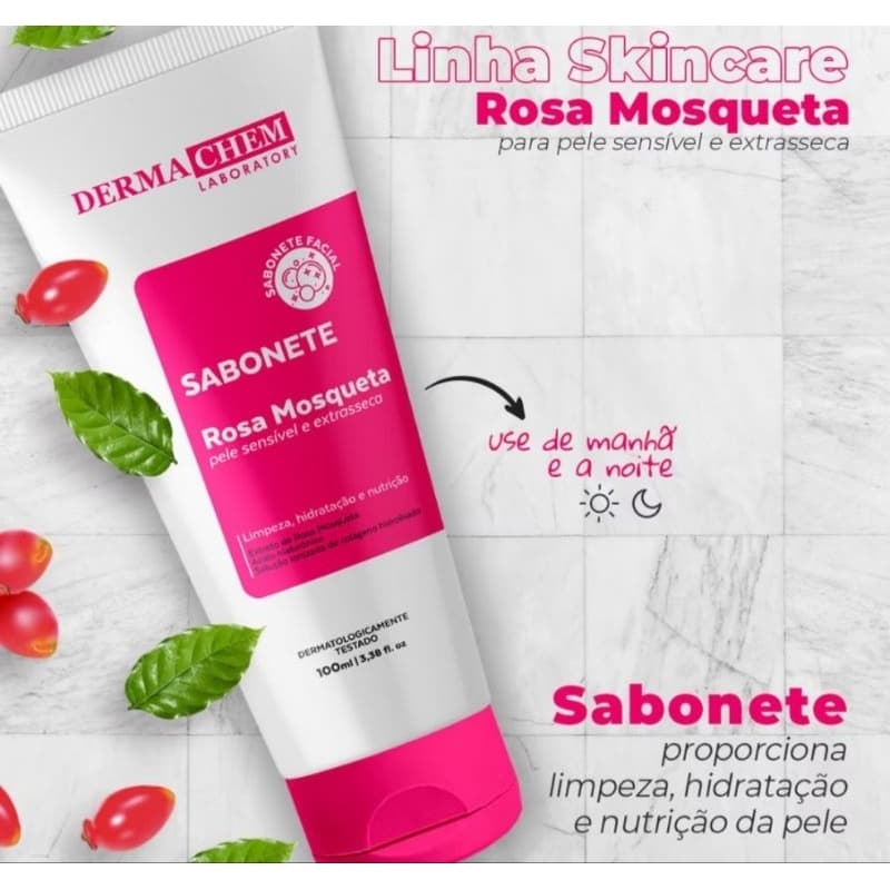 Sabonete Facial Rosa Mosqueta Dermachem 100ml