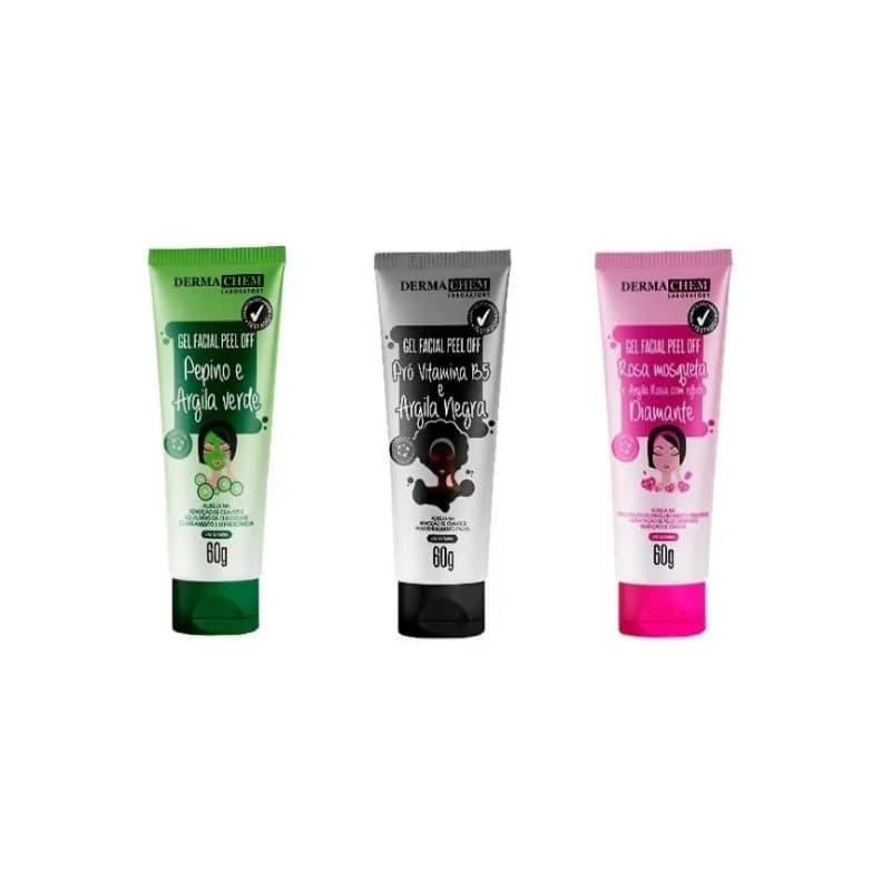 Gel facial peel off dermachem 60 g - máscara facial com argila