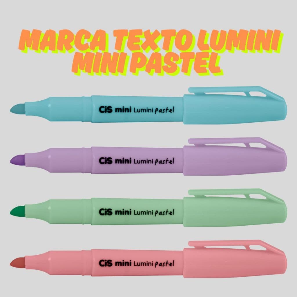 Caneta marca texto Mini Lumini CIS Tom Pastel ou Neon à base de água 1 unidade ou kit c/2 ou kit c/4