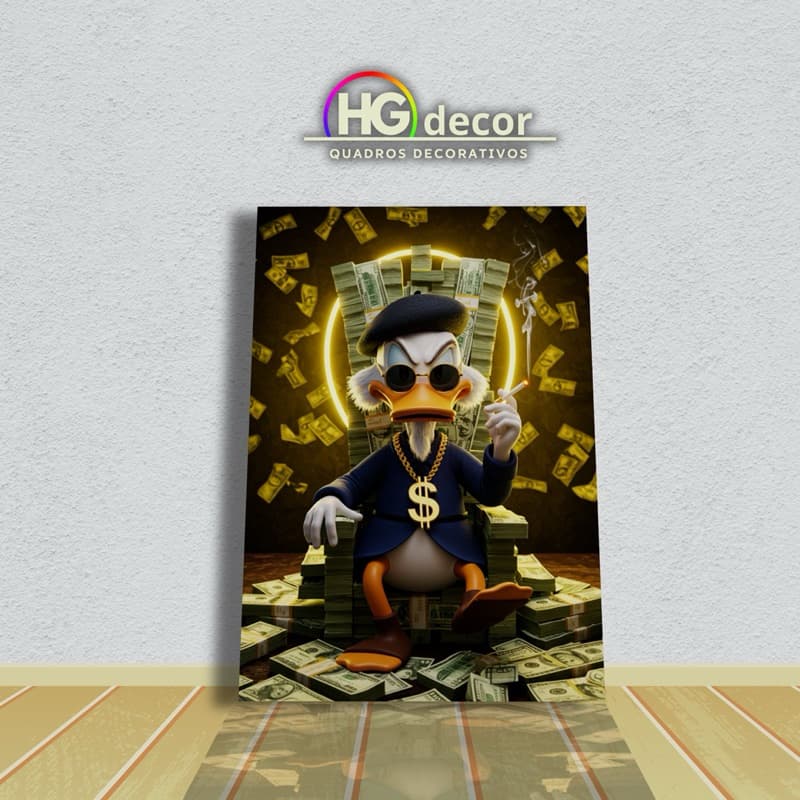 Quadro Decorativo Pato Rico Gangster Estilo Luxo Street Money Pop Art