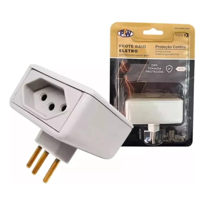 Kit 2x Prote Raio PW Geral 10A com Duas Tomadas –Proteção Contra Raios e Picos de Tensão 110V/220V