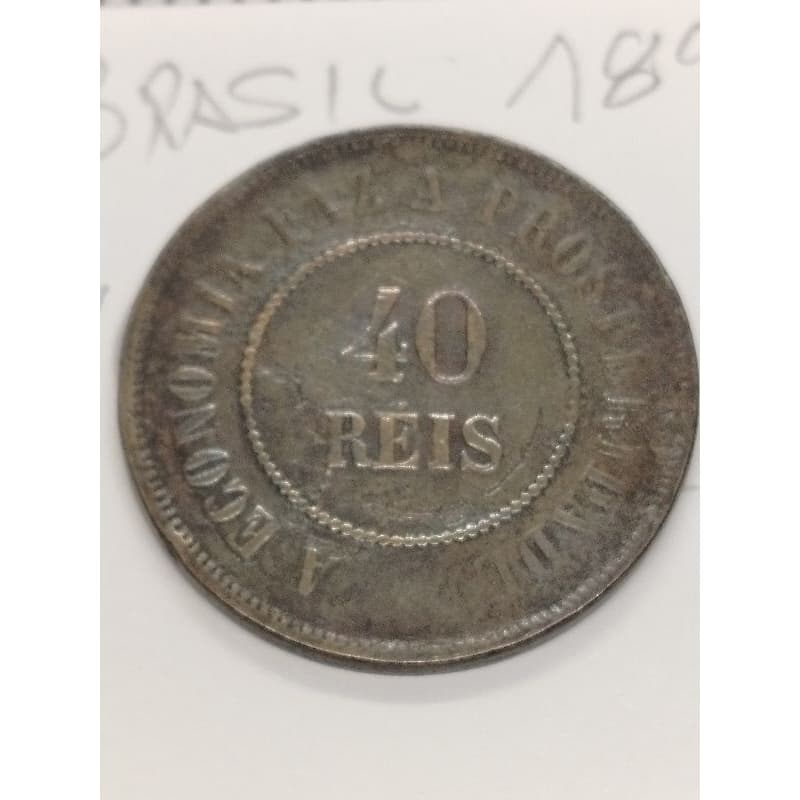 Moeda Do Brasil 1893 40 Réis Bronze