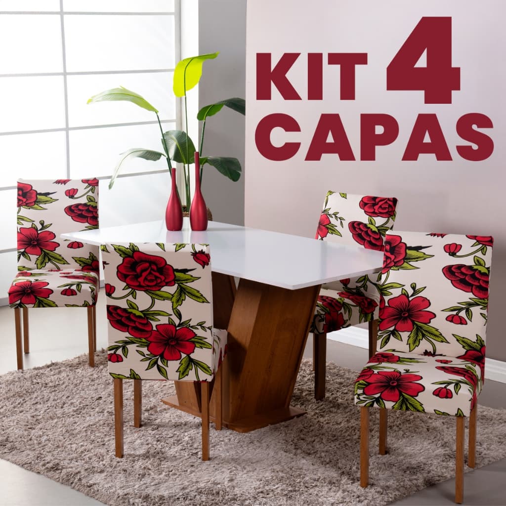 Kit 4 Capas para Cadeira de Jantar com Elástico Malha Gel Proteção Reforçada