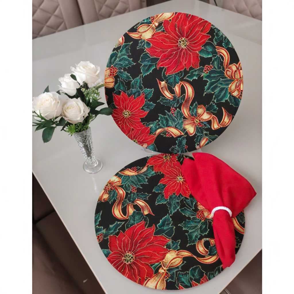 Sousplat 4 Lugares Completo Natal para Mesa Posta em Oxford Estampado