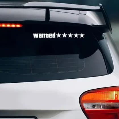 Adesivo “Wanted 5 Estrelas” – Estilo GTA para Carros e Motos