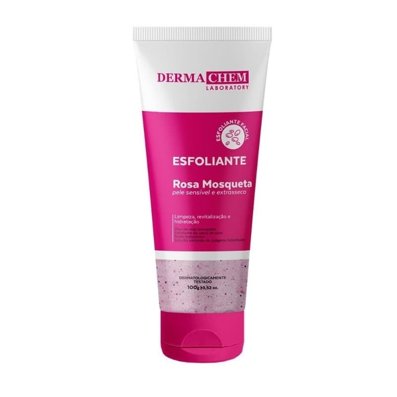 Gel Esfoliante Rosa Mosqueta Dermachem 100g + skincare limpeza facial para pele sensível extra seca