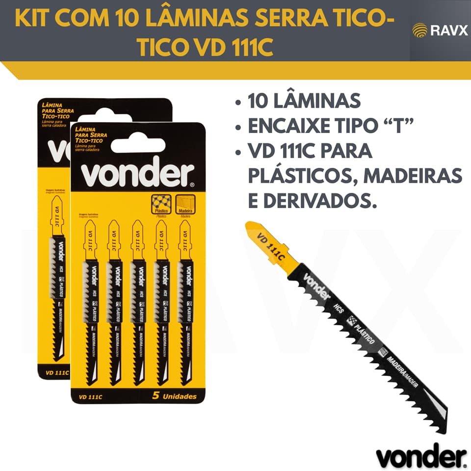 KIT COM 10 LAMINAS SERRA TICO-TICO VD 111C VONDER