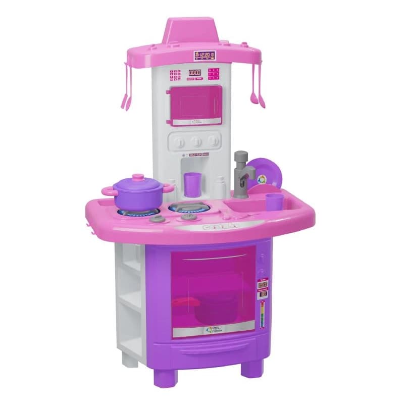 Cozinha Infantil Faz De Conta Pais e Filhos Com Utensílios Completa Rosa Oferta!