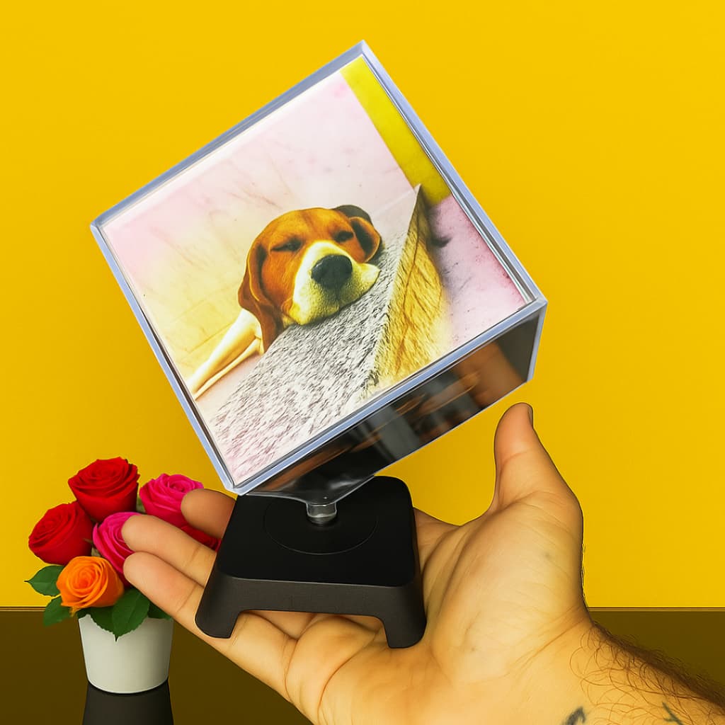 Porta Retrato Cubo Giratório Personalizado c/ 6 fotos - 8,5x8,5cm