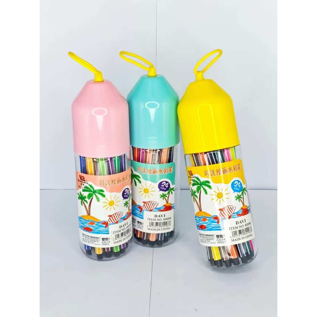80091 24 Cores Lavável Marca Hidrografica gatinha marca texto caneta aquarela Papelaria/ Escritório/ Escola