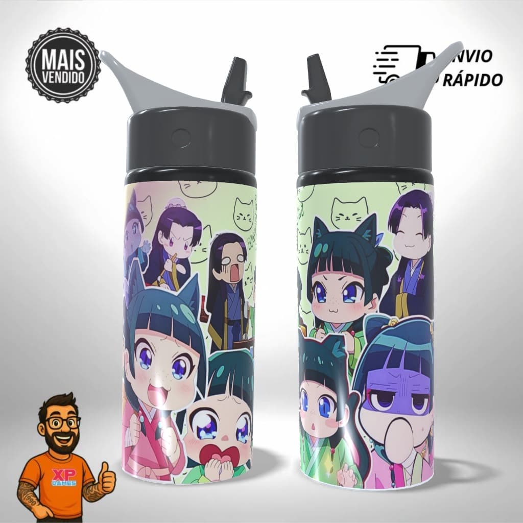 Garrafa Squeeze Alumínio Diários de uma Apotecária Anime Maomao - Presente Único