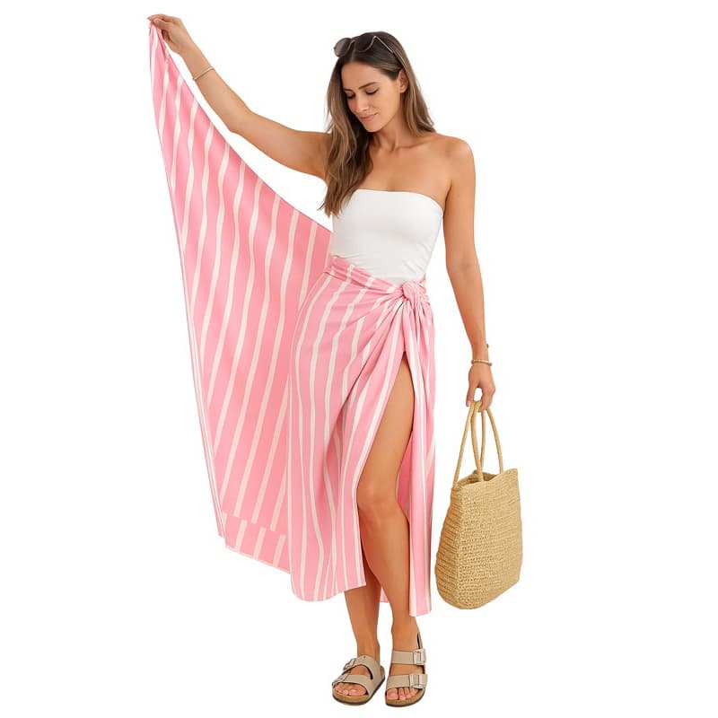 Canga pareo listrada, look de praia das blogueiras
