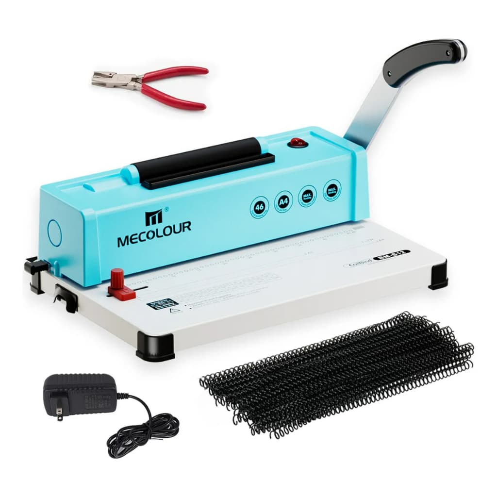 Encadernadora Elétrica A4 46 Furos 12 Folhas + 100 Wire-o Plástico 4mm Mecolour