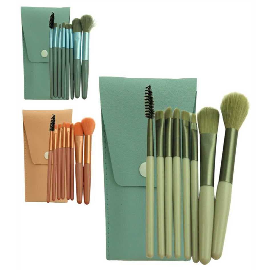 Kit 8 Mini Pincéis De Maquiagem e Pinturas Faciais Com Estojo Para Bolsa Viagem