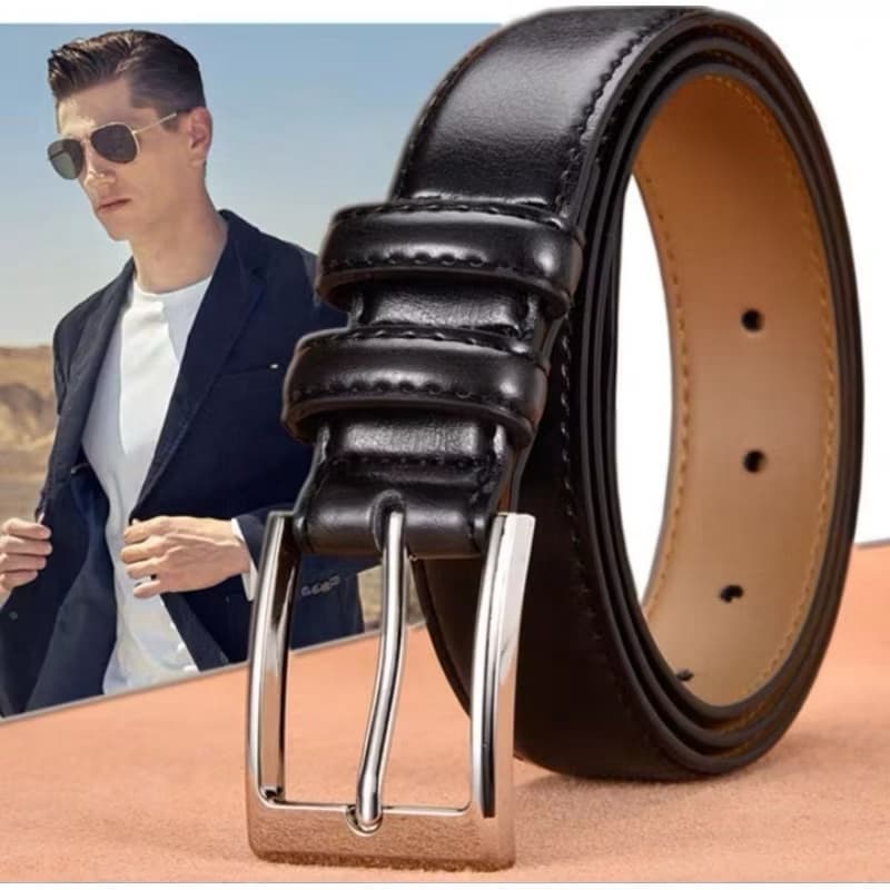Cintos de couro estilo Paul para homens com fivela de alfinete Cinto de jeans de negócios retrô casual para jovens e mei