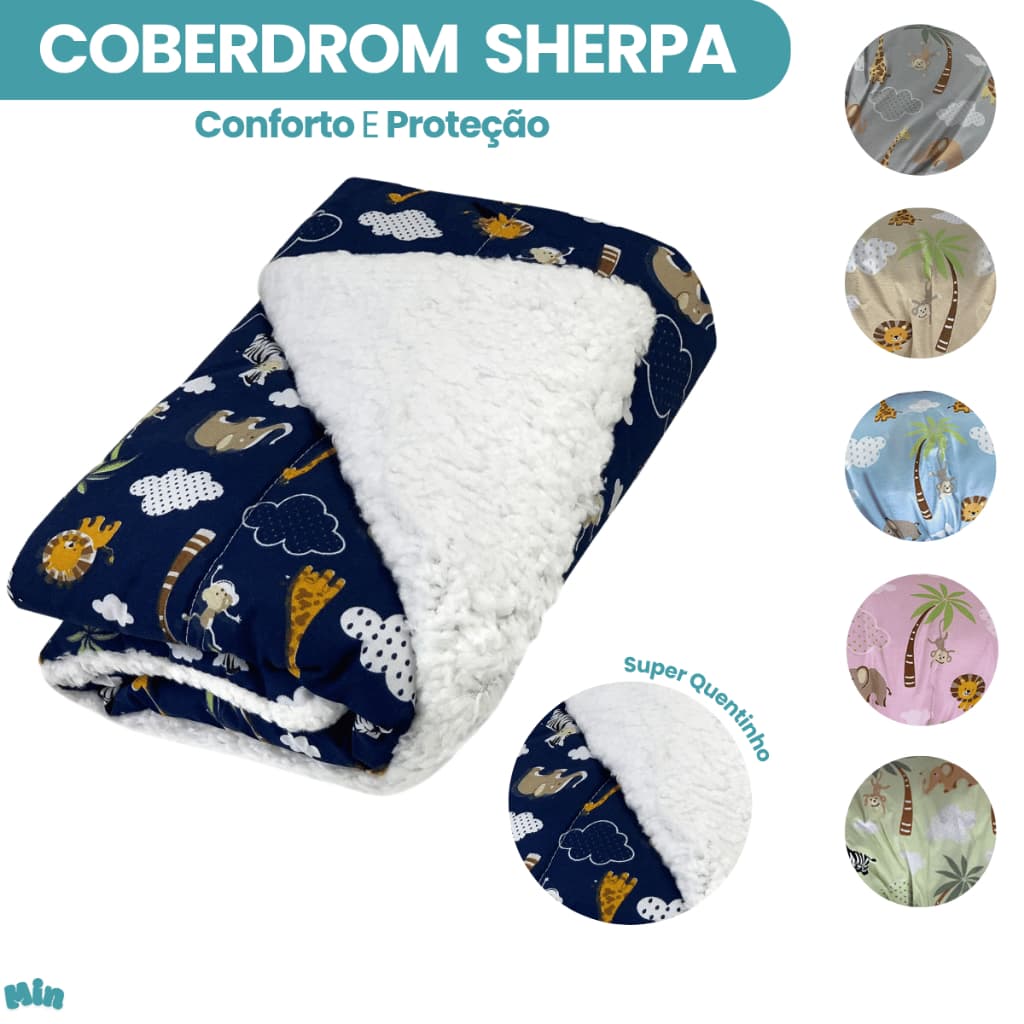 Coberdrom Edredom Dupla Face Menino Menina Infantil Com Sherpa Estampado