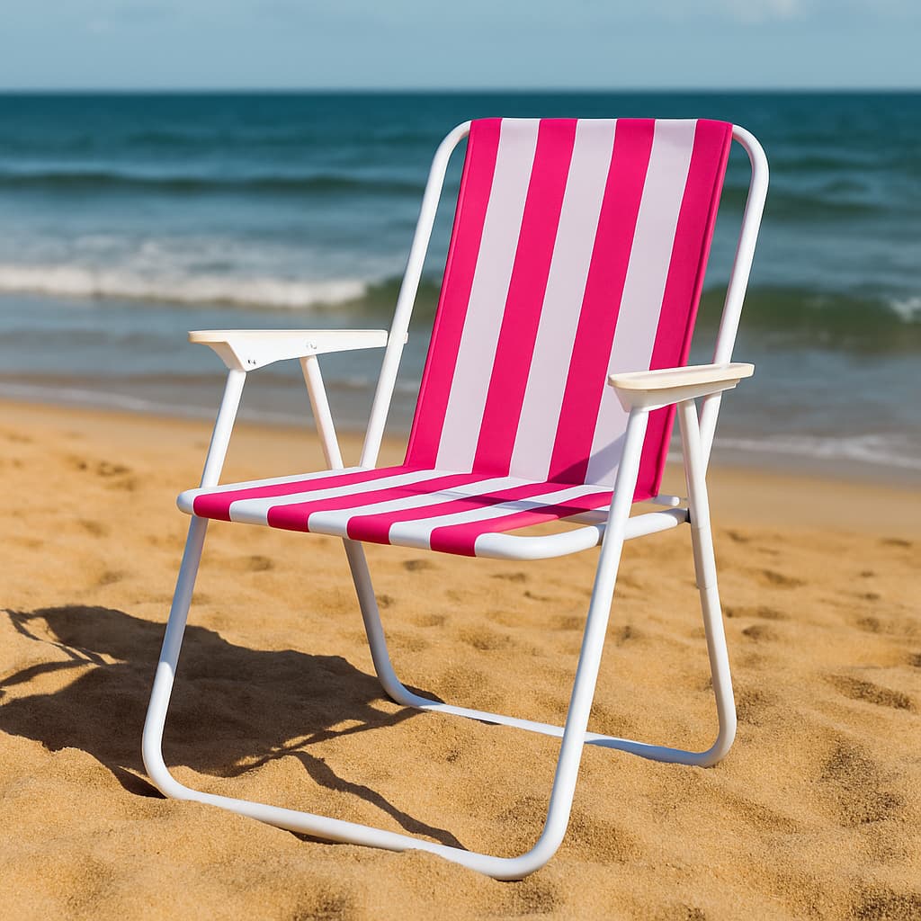 Cadeira de Praia Piscina Dobrável Tecido Confortável Leve Resistente Suporta 110Kg
