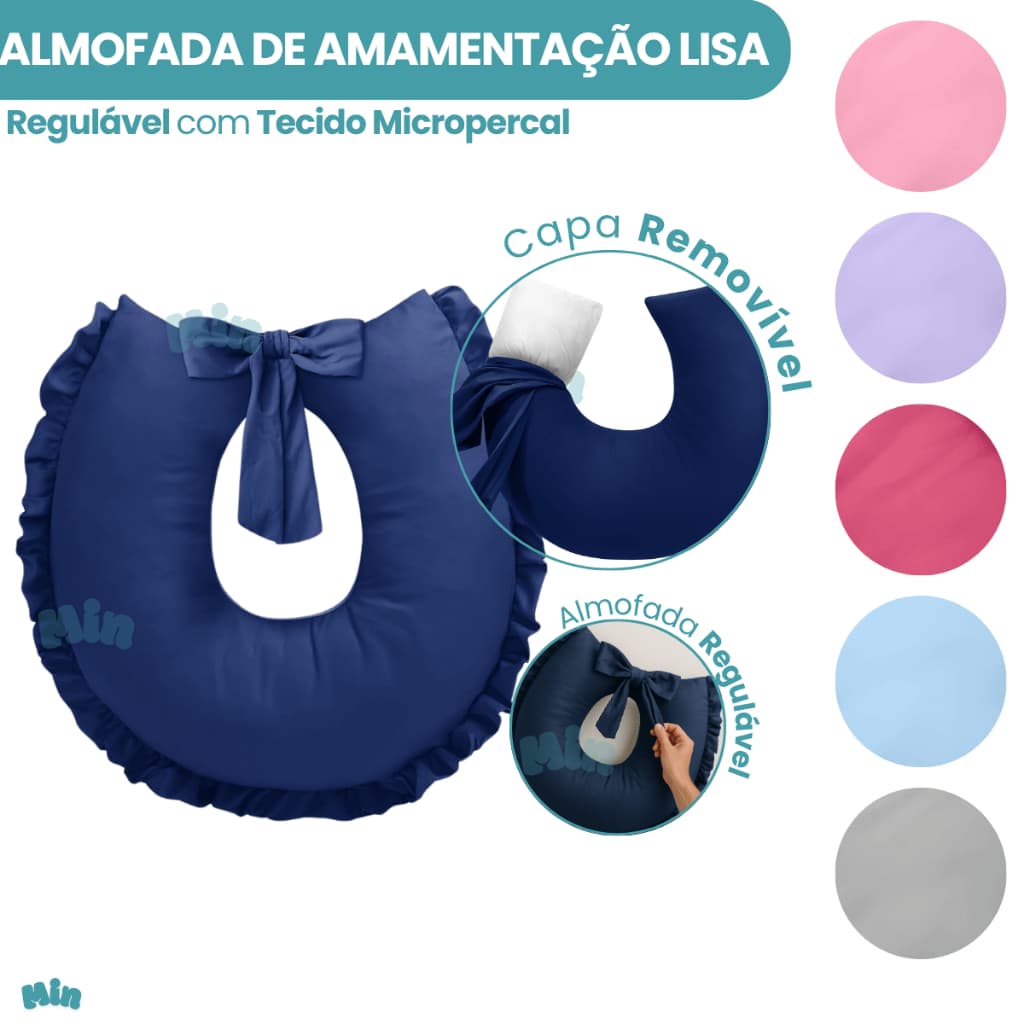 Almofada De Amamentacao Com Laço e Com Zíper Travesseiro Menina Menino Liso