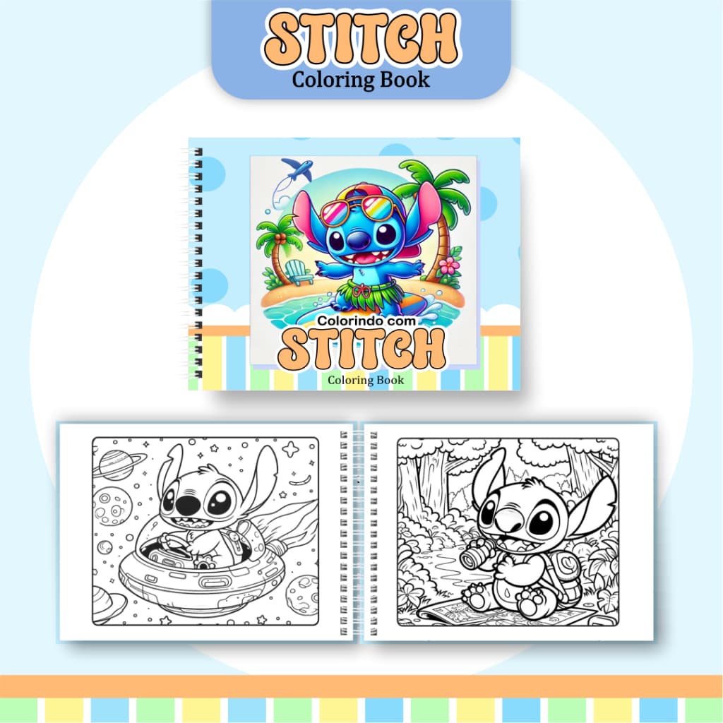 Livro de Colorir Stitch Menino 52 Folhas 180G Caderno de Desenho Pintura Coloring Book SEM PERSONALIZAÇÃO