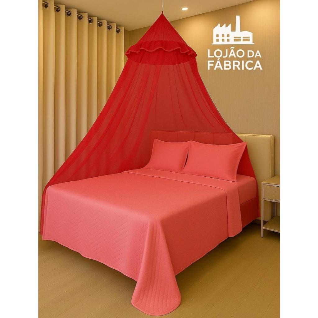 Mosquiteiro de Teto Renda Simples Filó Casal e Solteiro Proteção Elegância e Conforto Contra Insetos