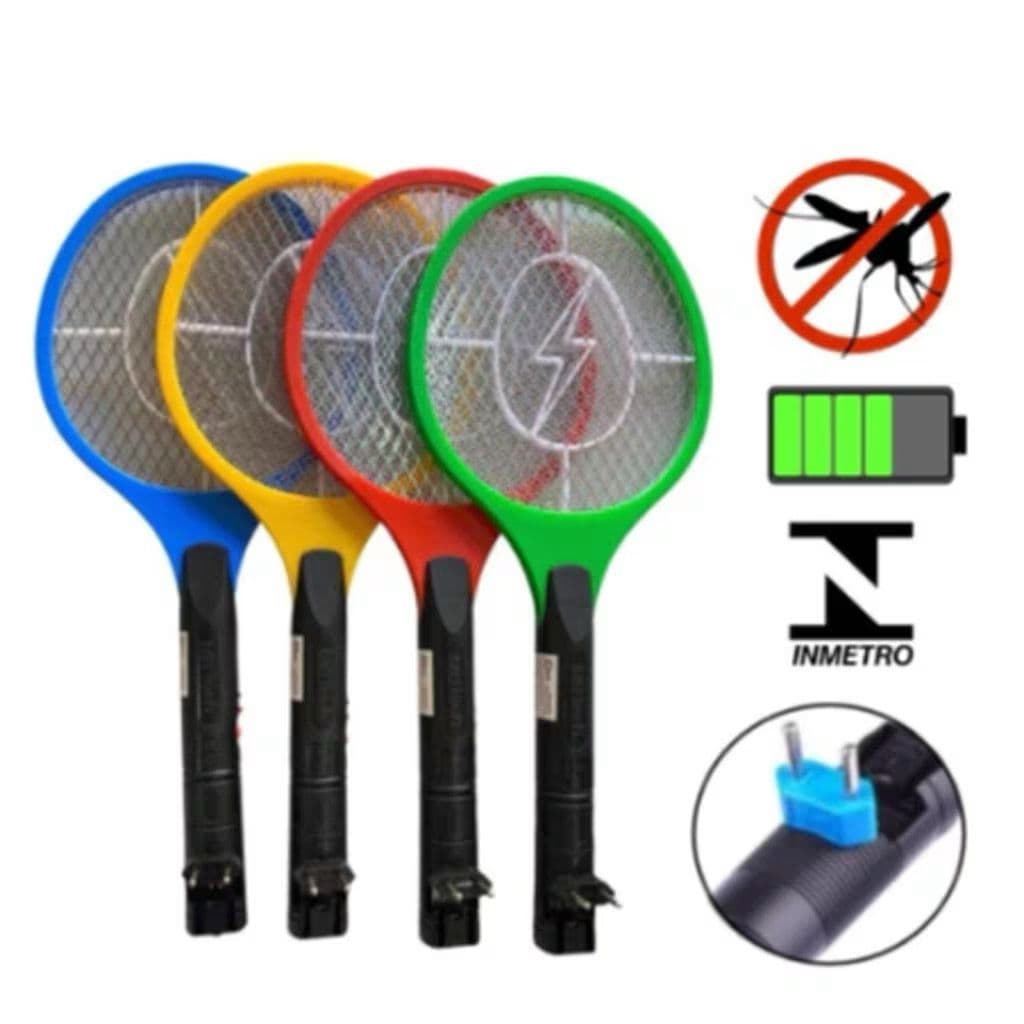 Raquete Elétrica Mata Mosquito Raquetes Dengue Insetos Recarregável Bivolt