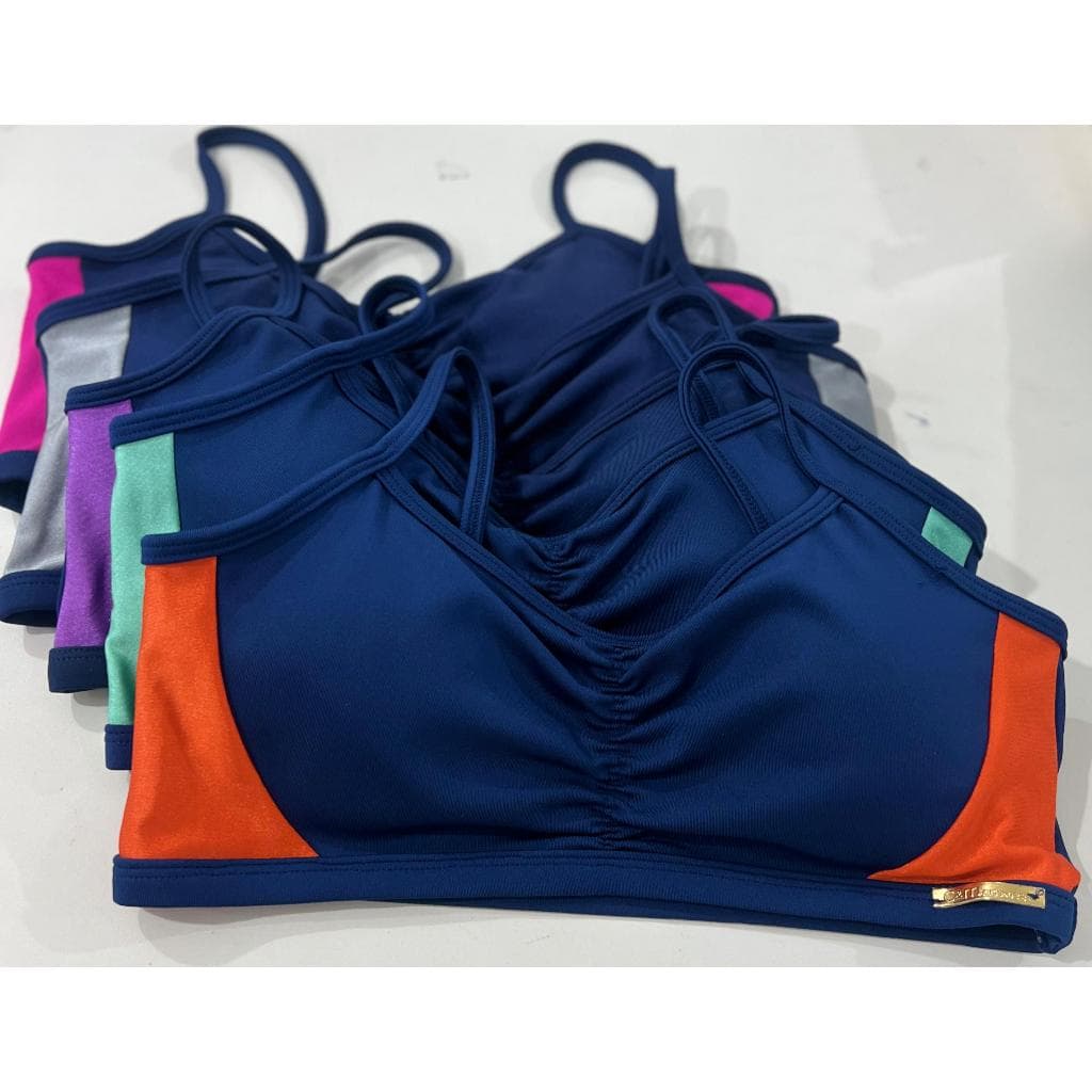 KIT 03 Tops Cris Fitness Academia Feminino Alça Fina Com Bojo