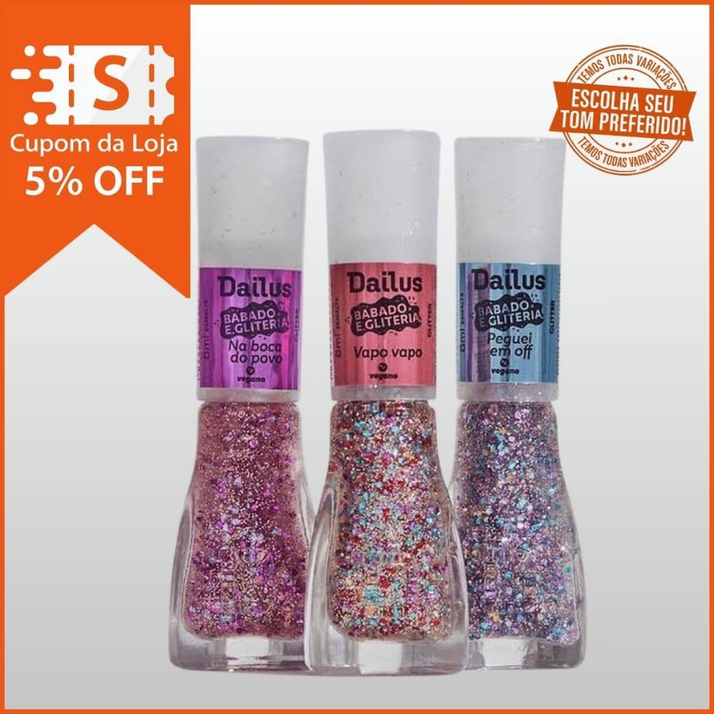 Esmalte Dailus Coleção Babado e Gliteria 9ml | Brilho Intenso e Efeito Holográfico