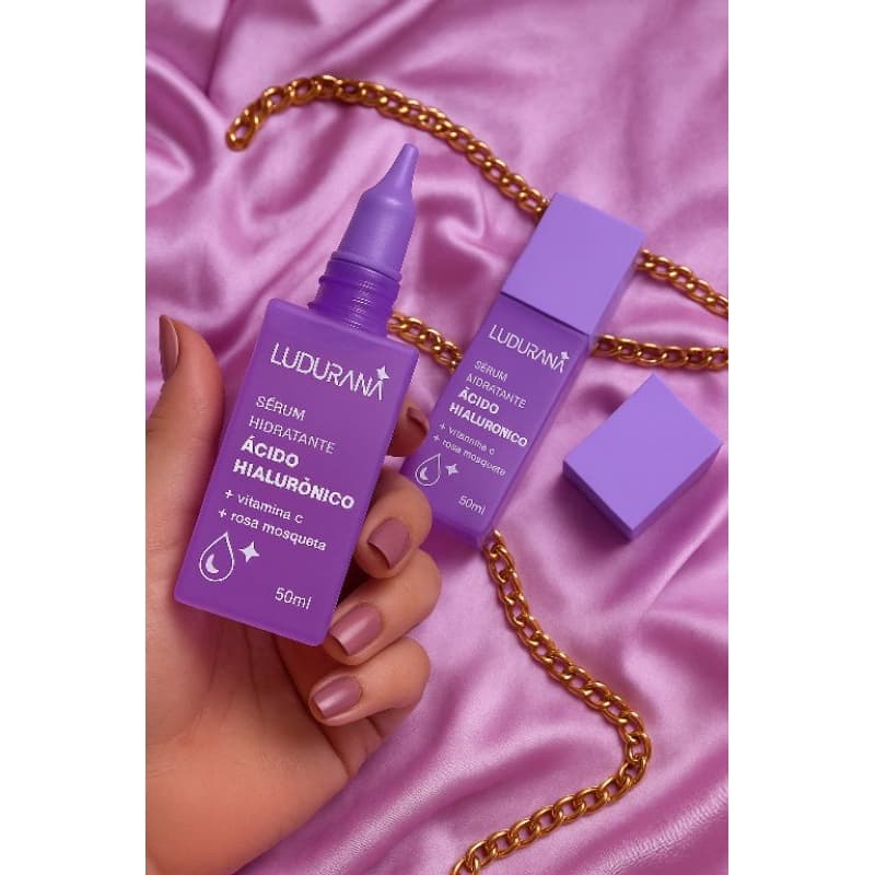 LUDURANA Sérum Hidratante Facial – Ácido Hialurônico + Vitamina C + Rosa Mosqueta