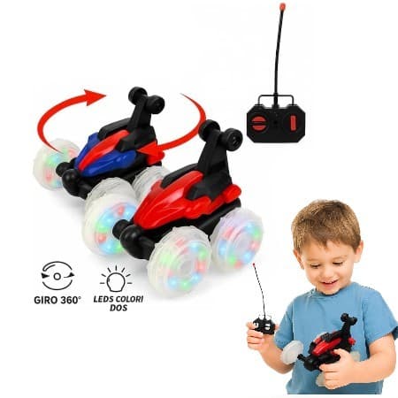 Carro Carrinho de Controle Remoto Gira 360º Com Luzes e Som Rodas Iluminadas