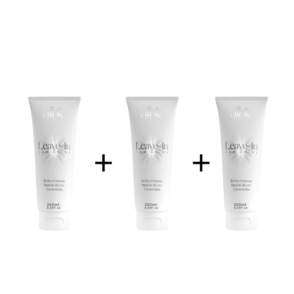 Kit 3 Leave In Pro Shine 250ml Creme Pentear Antifrizz Proteção Térmica Finalizador