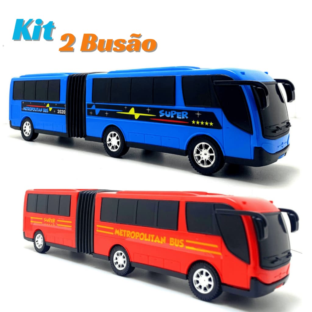Kit 2 Ônibus De Brinquedo Sanfonado Grande Articulado Metropolitano Onibus Infantil Carrinho Menino