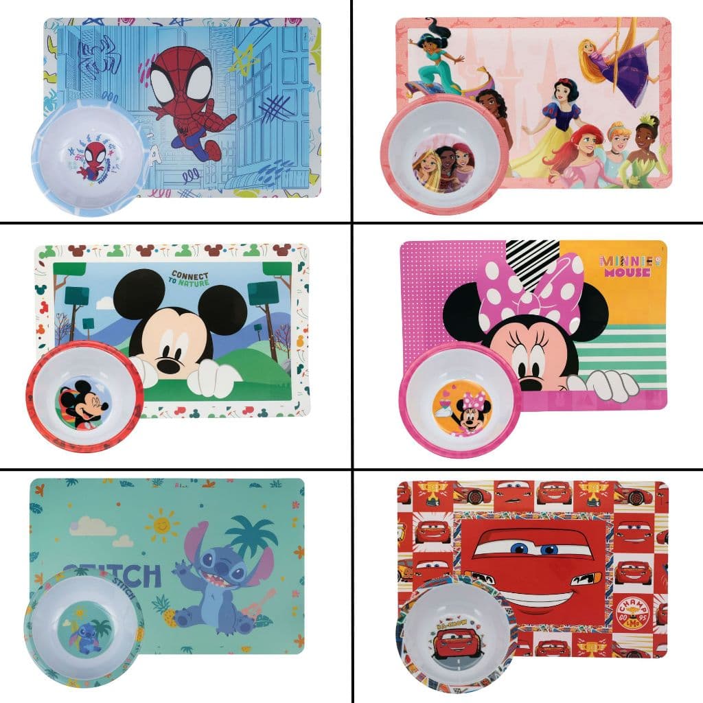 Kit Bowl + Jogo Americano Infantil Disney Plástico BPA Free