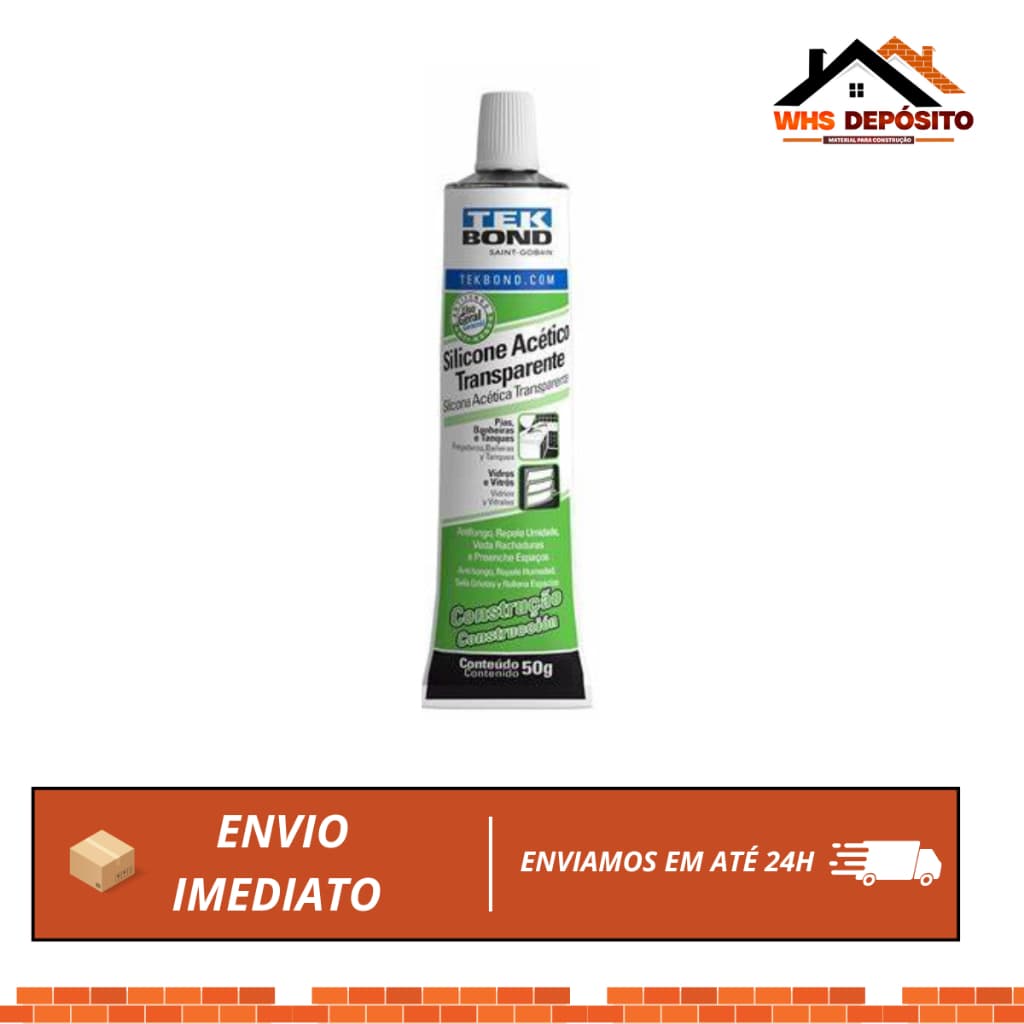 Silicone Acético Transparente TekBond 50g - 2 unidades ou  6 unidades – Vedação Precisa e Acabamento Discreto